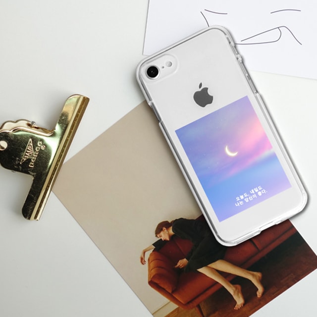 아이폰6S플러스 아이폰6플러스 달 구름 커스텀 주문제작 투명 젤리 케이스